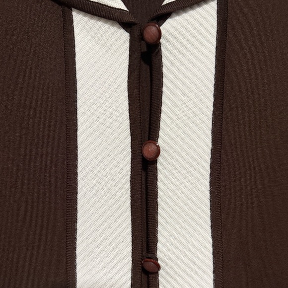 Misook Chocolate Brown Ivory Knit Jacket Size Medium Classic Old Money Office - Picture 7 of 9